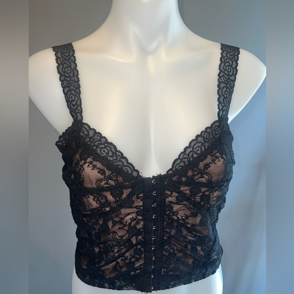 Tiger Mist black lace crop top